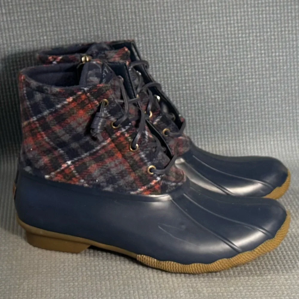Sperry Women’s Saltwater Plaid Wool‎ Duck Boots Size 10